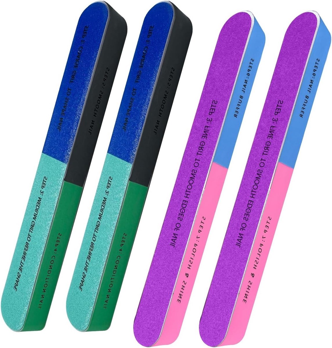Professionele Set van 4 Vijlens voor Nagels, 7-Zijdige Polijstvijl, Nagelbuffer voor Natuurlijke Nagels, Ideaal voor Manicure en Pedicure