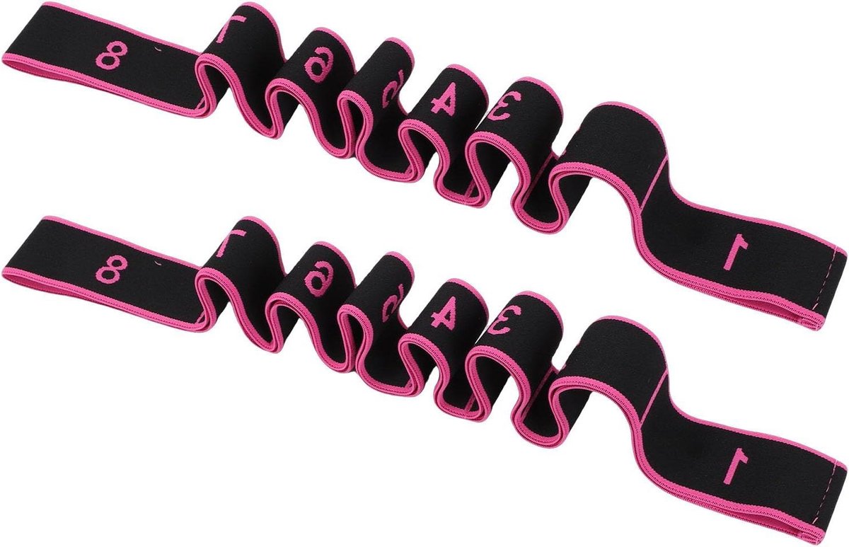 Rekband - Fitnessband Lussen - Full Body Workout - Verstelbaar 8-Segment - 2 Stuks - Roze