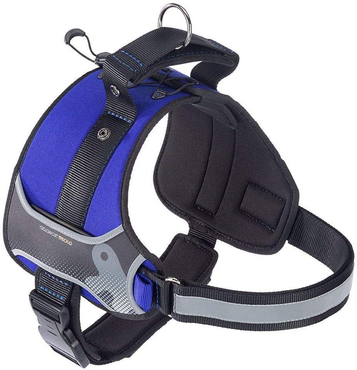 Honden tuig - Gewatteerd harnas - Veilig uitlaten - Met handgreep - XXL - Blauw