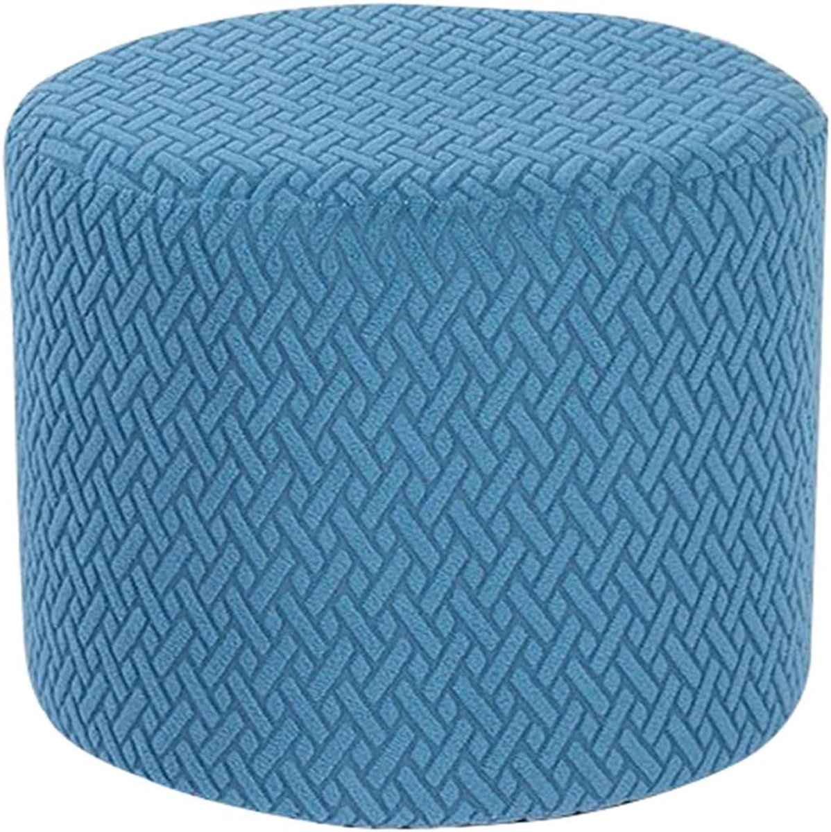 Poefhoes rond - Voetenbank hoes - Meubels opfrissen - Micro-stretch gebreid - 45x36 cm - Gestreept