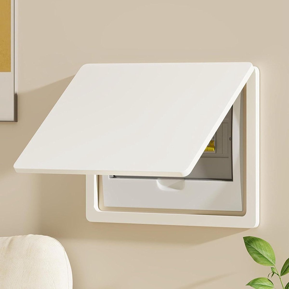 Meterkast Afdekking - Zekeringkast Deksel - Interieur Decoratie - Geventileerd Klapdeksel - 25x20cm - Wit