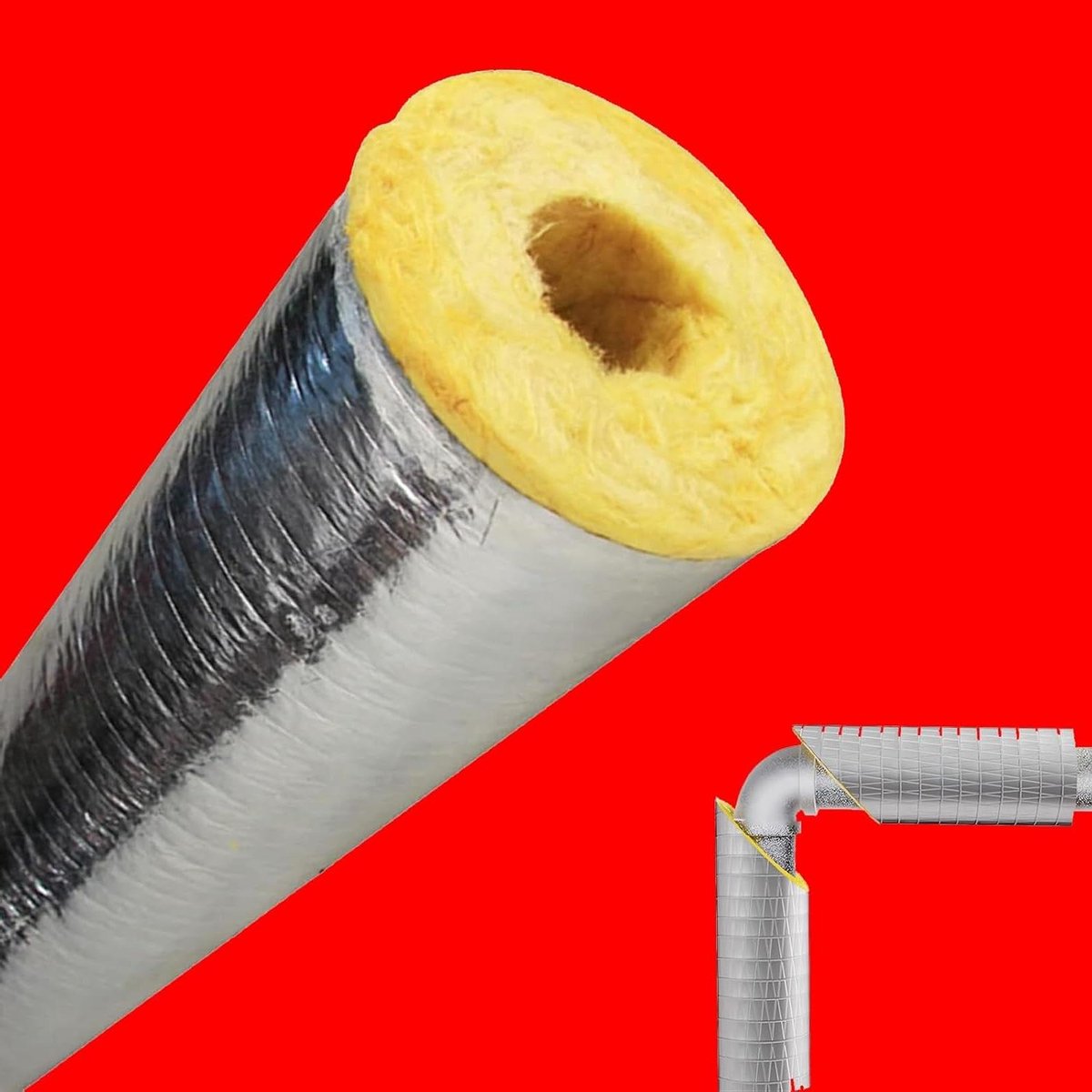 Pijp Isolatie Schuim - Isolatie Buis - Leidingen Beschermen - Brandwerend Glaswol - ID114MM THK30MM - Grijs