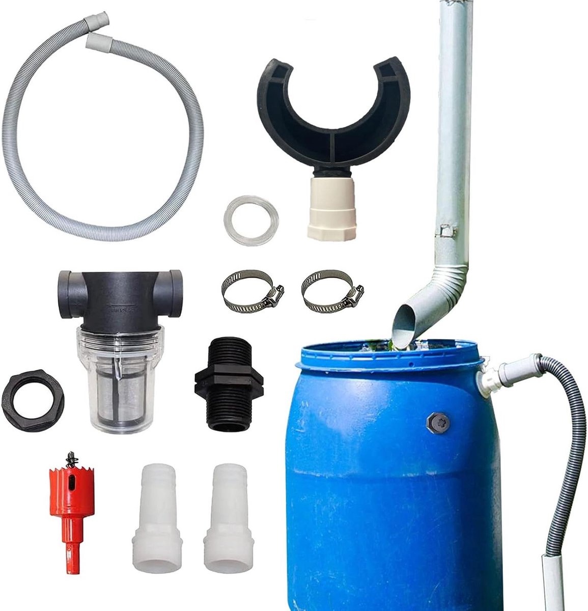 Regenpijp Collector - Water Vanger - Regenwater Opvangen - Met Bladfilter - 70-100 mm - Zwart