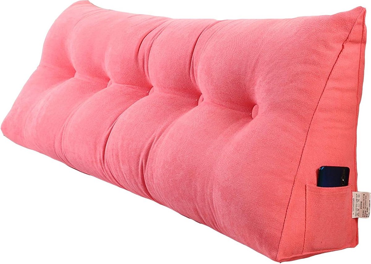 Leeskussen Driehoek - Hoofdkussen Rugsteun - Ontspannen Zitten - Afneembare Hoes - 100x50x20 cm - Roze