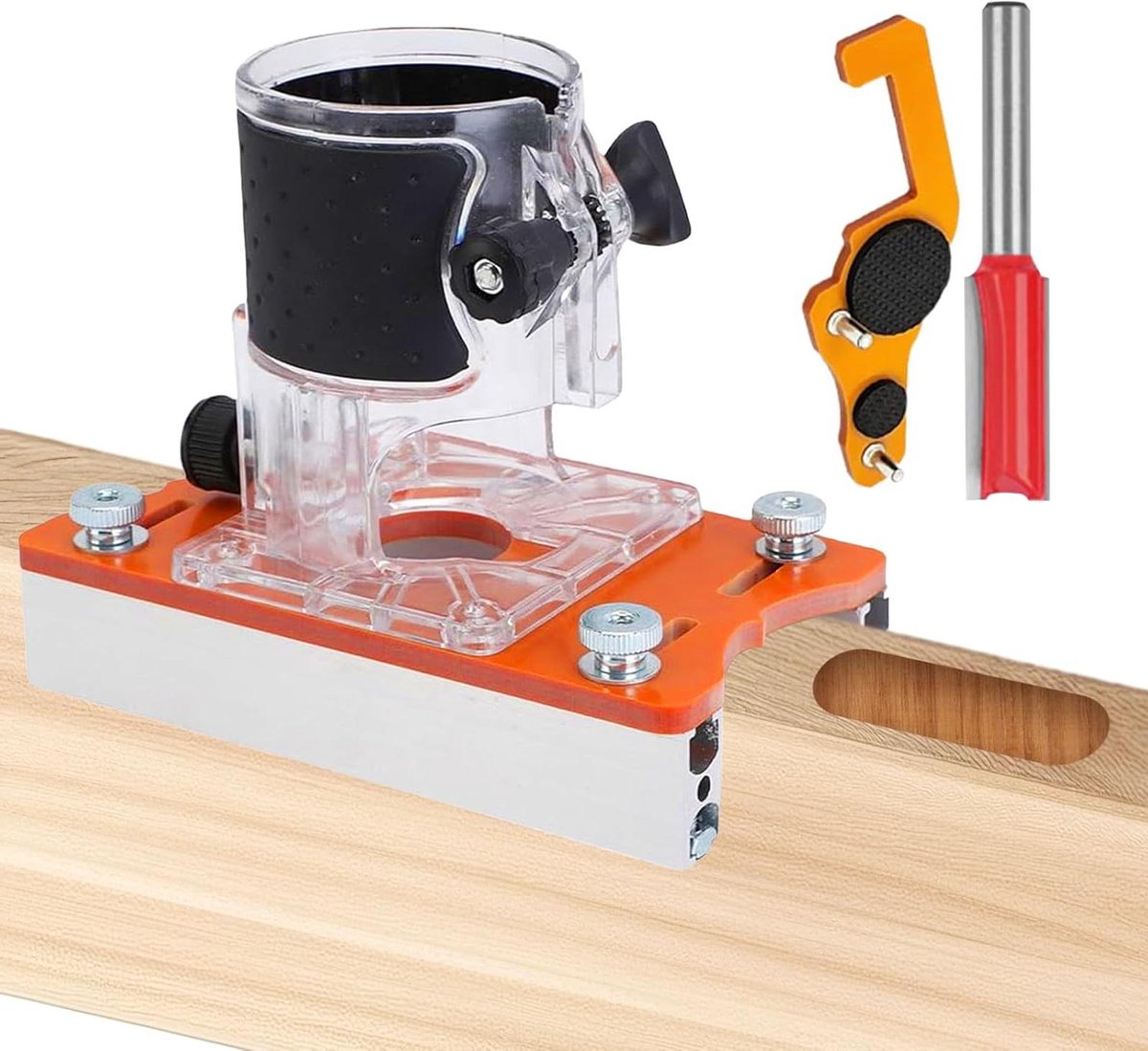 Hout Router Base - Freesplaat Onderplaat - Precisie Houtbewerking - Stabiele Frame Constructie - Set van 4 - Grijs