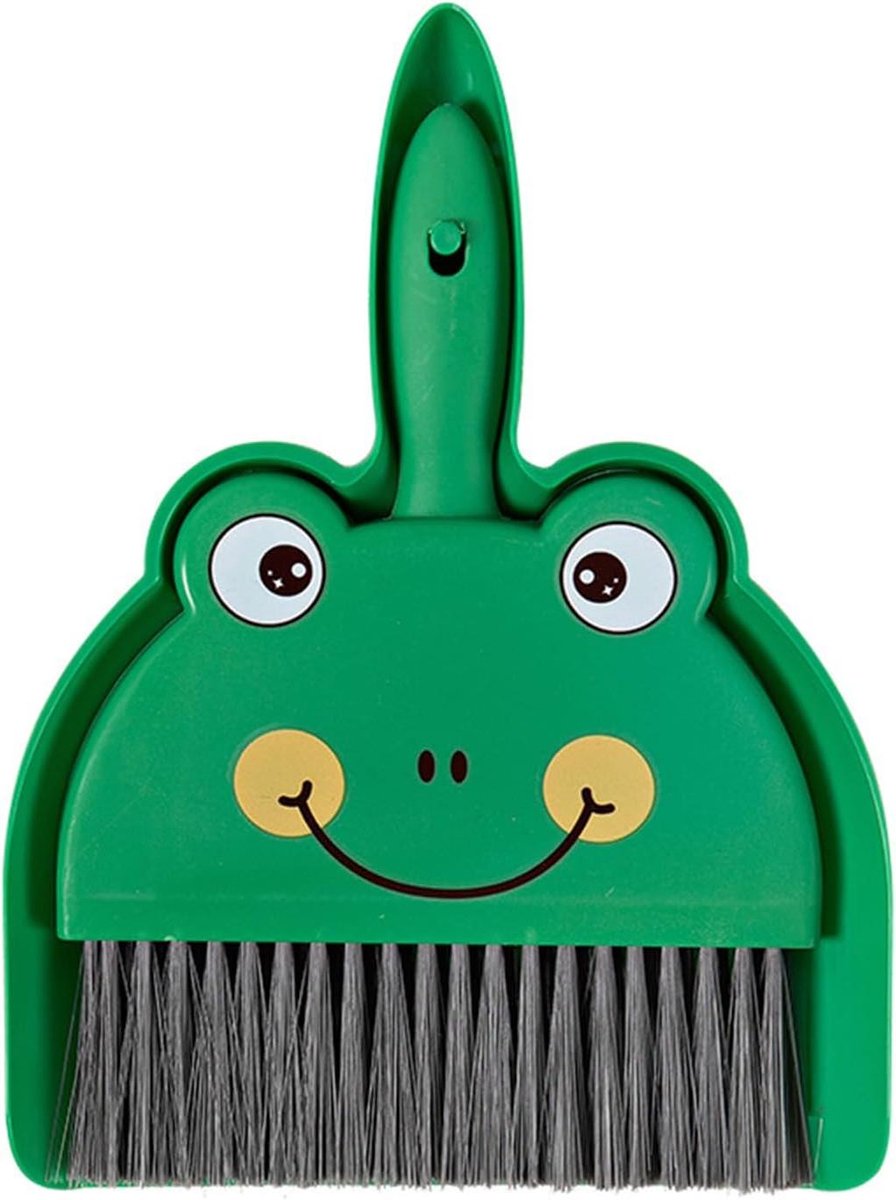 Mini Stoffer Blik - Cartoon Set - Bureau Schoonmaken - Verzonken Clip Ontwerp - 25 x 17 cm - Groen