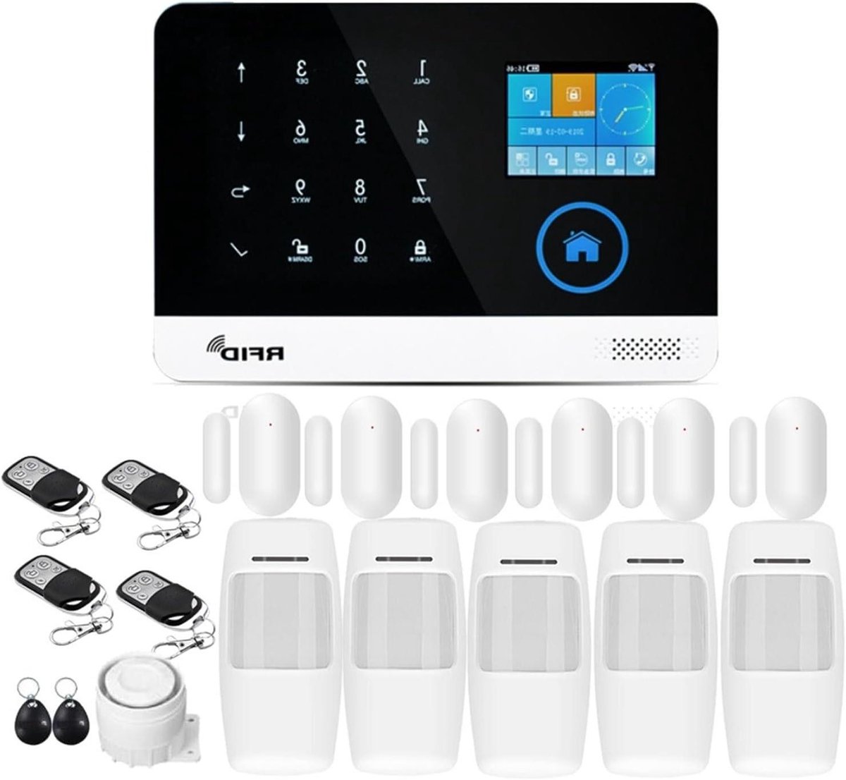 Alarmsysteem Wifi - Draadloos Beveiligingssysteem - Huis Beveiligen - APP Bediening - Set G - Wit