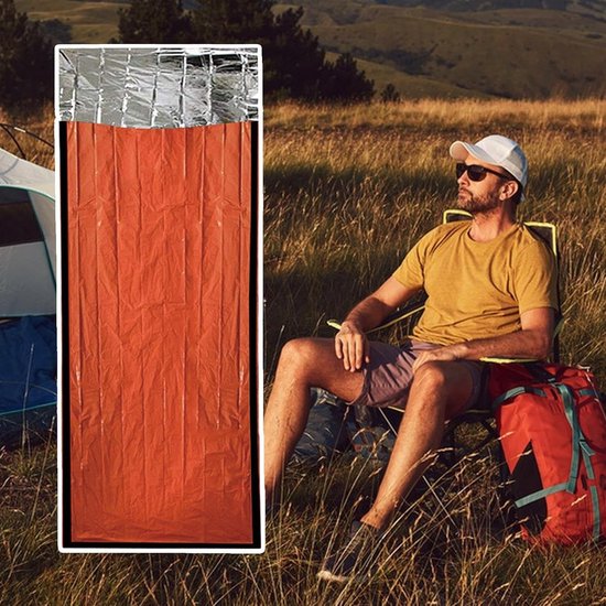 Slaapzak Volwassenen - Outdoor Slaapzak - Kamperen en Reizen - Waterdicht en Thermisch - 266 x 91 cm - Oranje — afbeelding 2