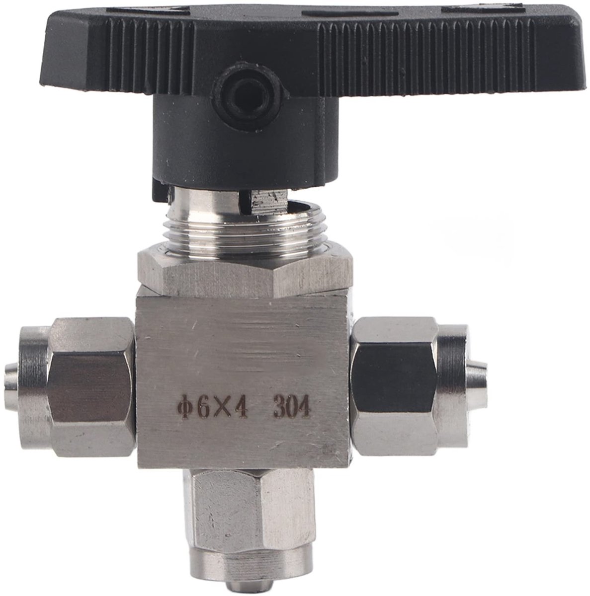 SPHProducts - 3-weg kogelkraan - Roestvrij staal - Vergrendelingshendel - 6 x 4 mm - Pneumatische apparatuur - Geschikt voor water olie gas luchtpijp
