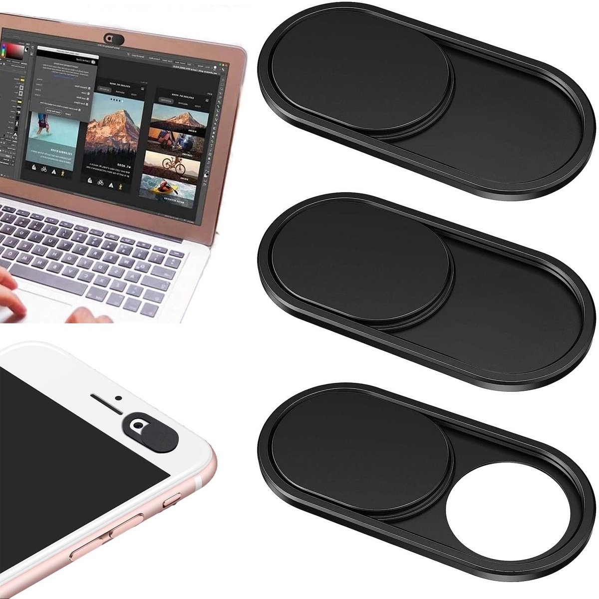 Dailygoody - Webcam Cover Slide - Privacybescherming - Ultradun ontwerp - 3 stuks - Laptop camera cover - Geschikt voor PC en telefoon
