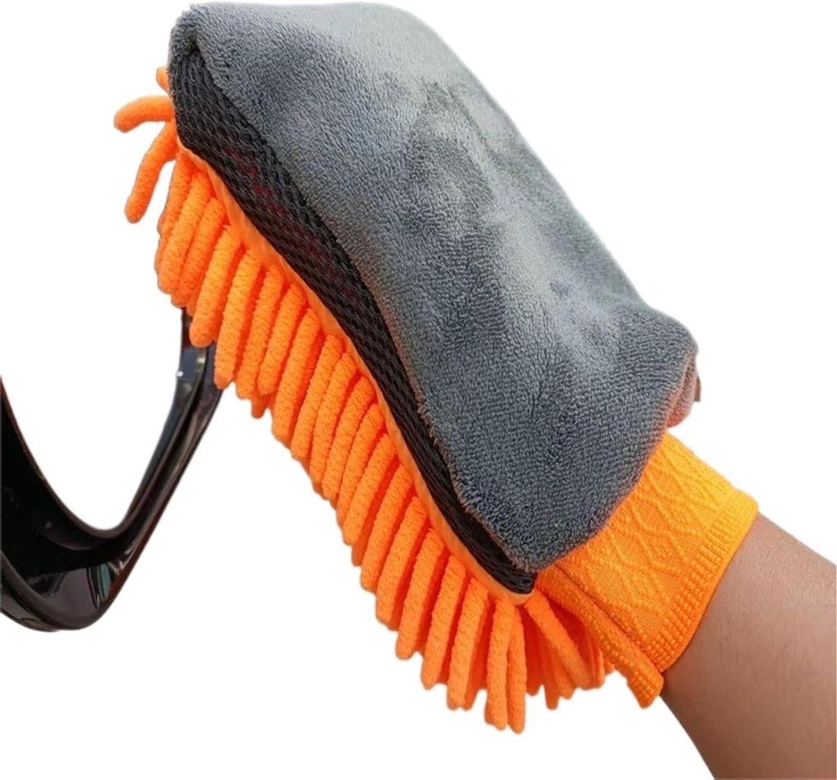 Autowashandschoen Microvezel - Reinigingshandschoen Auto - Auto Grondig Wassen - Dubbelzijdig Ontwerp - 245 x 165 cm - Oranje