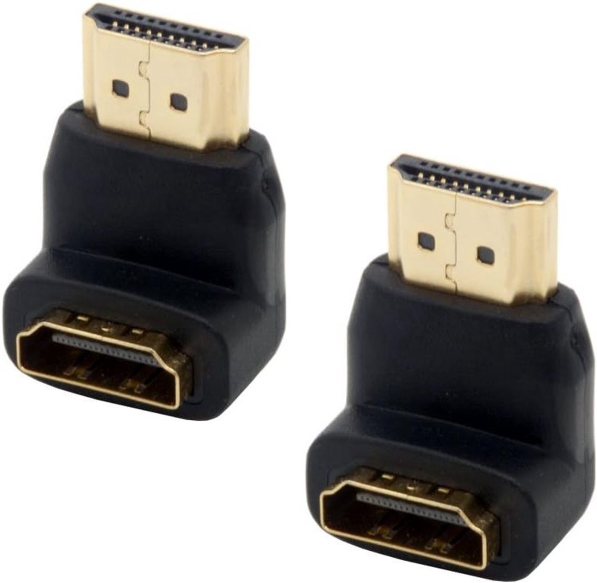 HDMI Adapters met 90 Graden Hoek - Goud Geplateerde Verbindingen voor 4K UHD, 3D en HDTV - Set van 2 Stuks