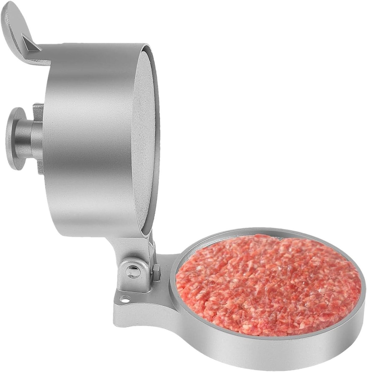 Hamburger Pers - Burger Vorm - Burgers Maken - Verstelbaar Ontwerp - 19 x 13 x 11 cm - Zilver