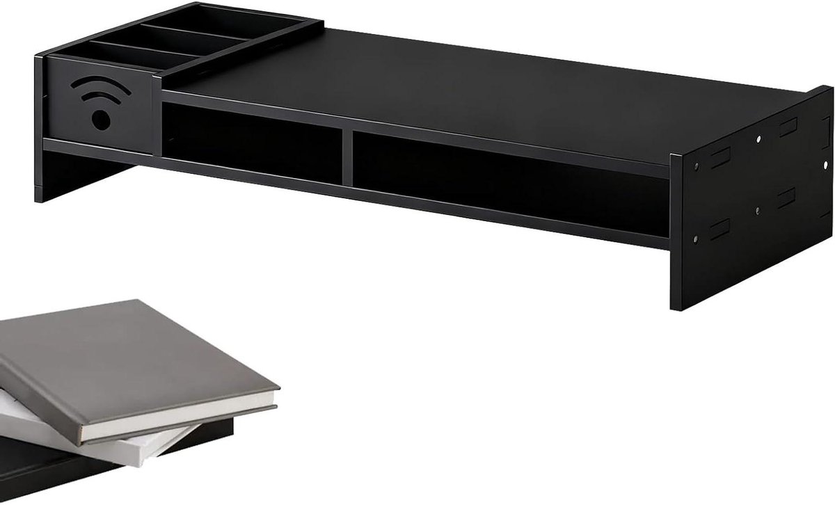 Monitor Verhoger - Bureau Plank - Bureau Organisatie - Twee Laags Ontwerp - 43 Inch Hoogte - Zwart