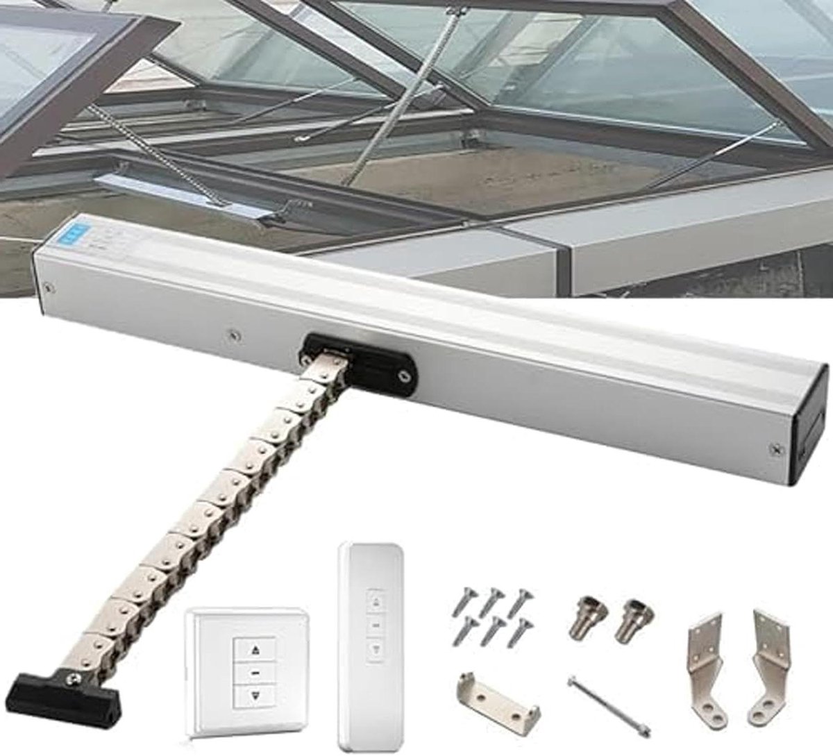 Elektrische Raamopener - Gemotoriseerde Actuator - Automatische Ventilatie - Afstandsbediening Controle - 300mm tot 1000mm - Zilverkleurig