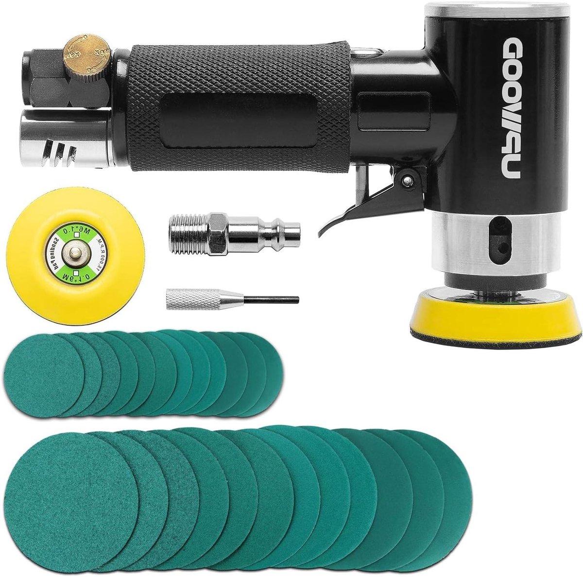 Mini Schuurmachine Kit - Polijstmachine Pneumatisch - Oppervlak Bewerken - Lichtgewicht Aluminium - 2 en 3 Inch - Zilver