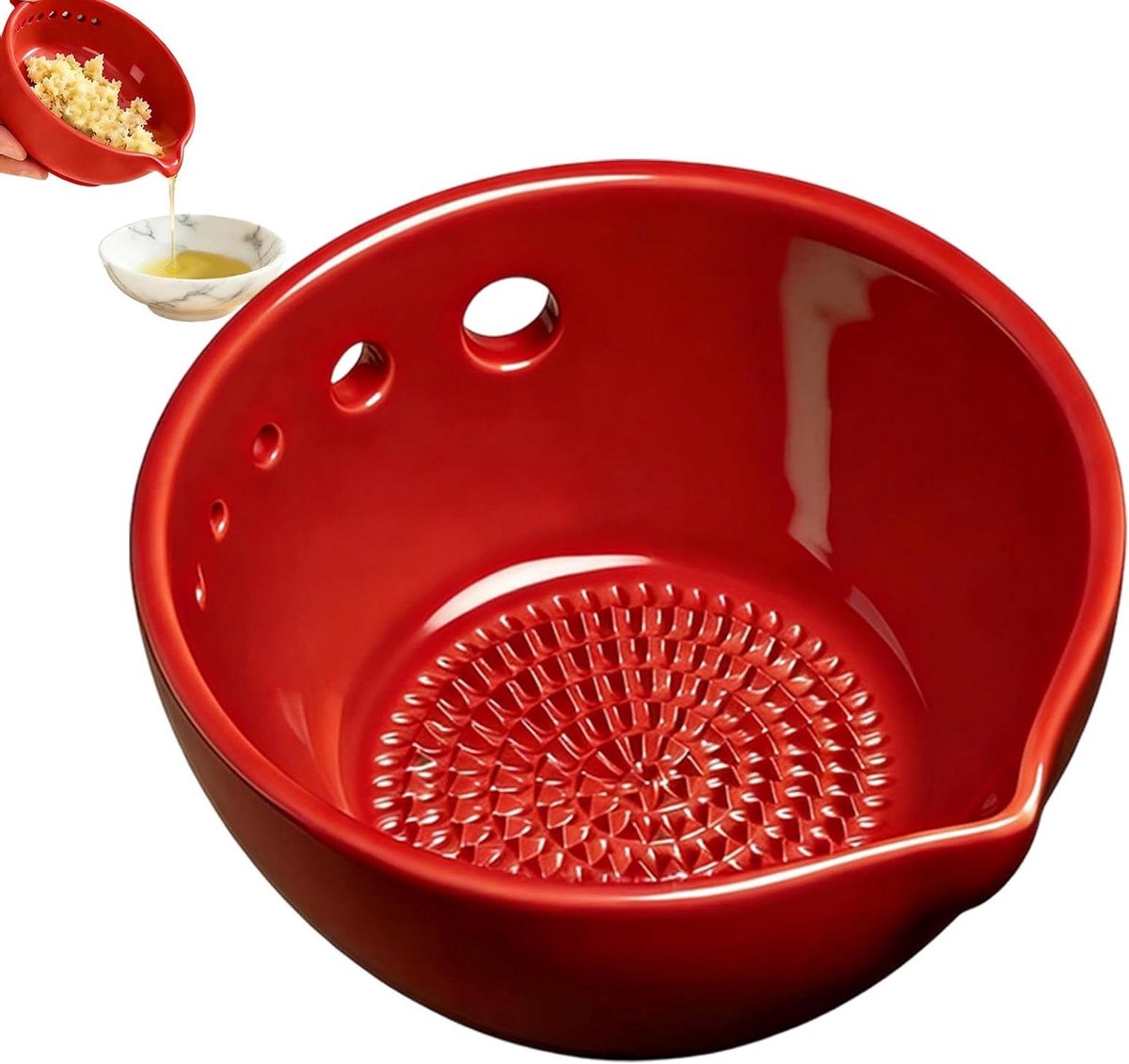 Knoflook Rasp - Keuken Rasp - Kruiden Malen - 2-in-1 Ontwerp - 7x7cm - Rood
