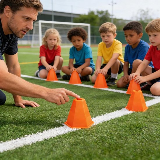 Voetbal Pionnen - Trainingspionnen Set - Behendigheidstraining - Hoge Zichtbaarheid - 10 Stuks - Oranje — afbeelding 2