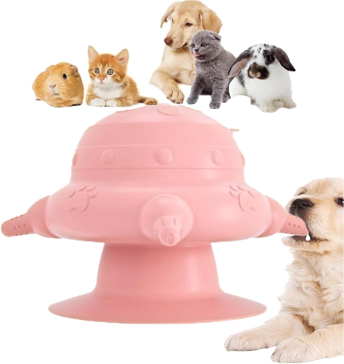 Voedingsstation voor Puppy’s en Kittens - Silicone Voerbak met Zuignappen voor Dieren, Geschikt voor Melk en Voeding (Roze)