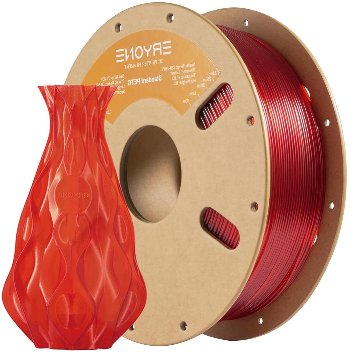 3D Printer Filament - PETG Draad - Objecten Maken - Hoge Taaiheid - 1 kg - Rood Transparant