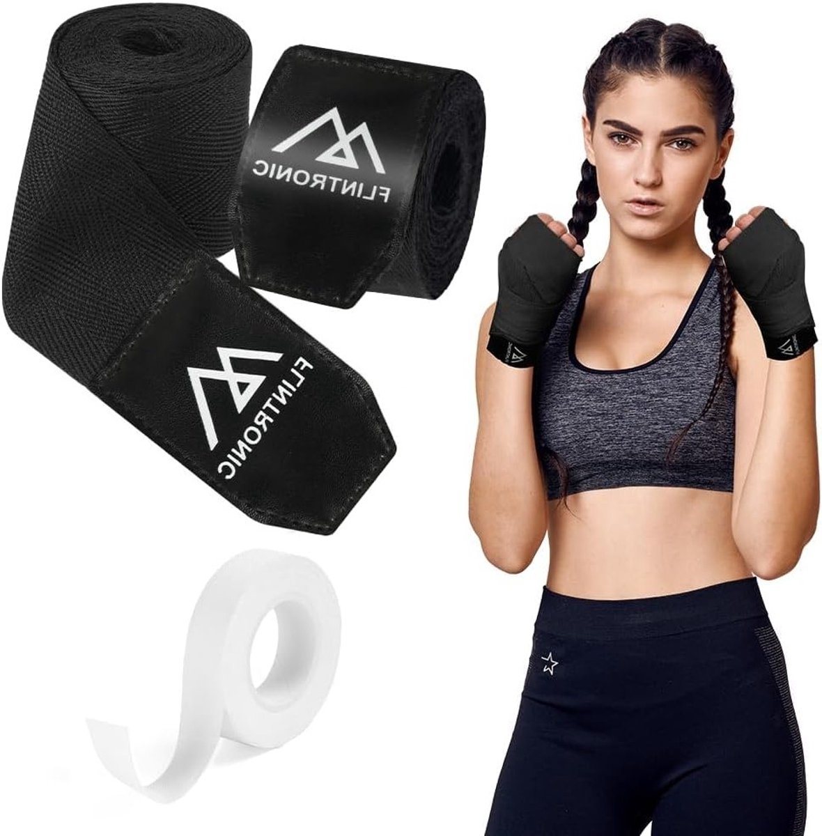 Boxing Bandages voor Mannen en Vrouwen, Ideaal voor Martial Arts, Sparring en Kickboxing met Duimlus en Klittenbandsluiting, 2.5m Polyester Handwraps