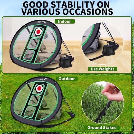 Golf Chipnet - Oefen Set - Golf Vaardigheden Verbeteren - Opvouwbaar Pop-up Ontwerp - 3 Zakken 12 Ballen - Meerkleurig van GOLF — afbeelding 5