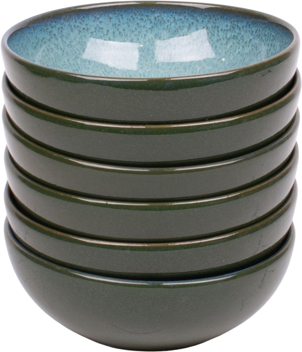Set van 6 schaaltjes - 15,5 cm - Evora - groen - Portugees stoneware