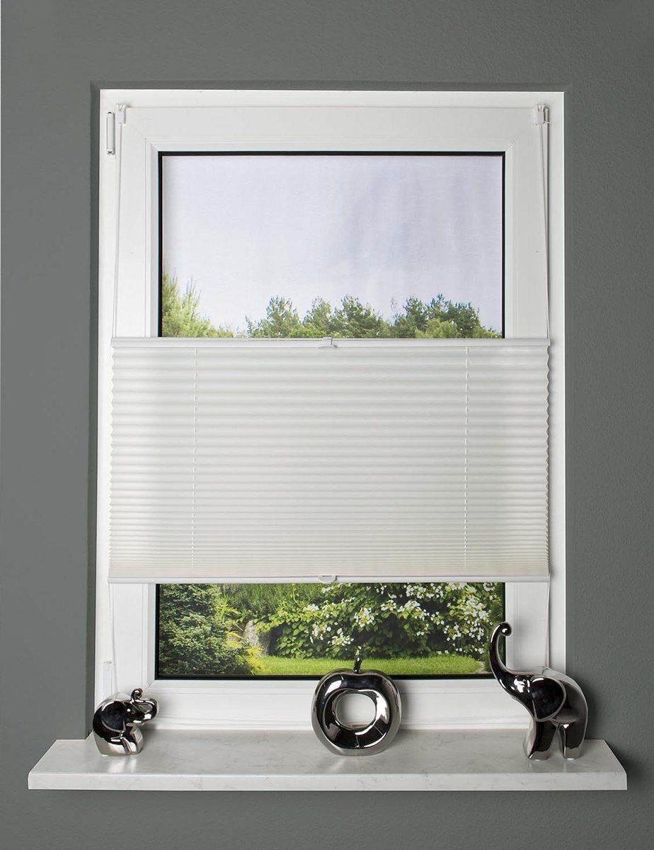 Plisségordijn - Raambekleding - Inkijk weren - Up&Down technologie - 130 x 100 cm - Wit