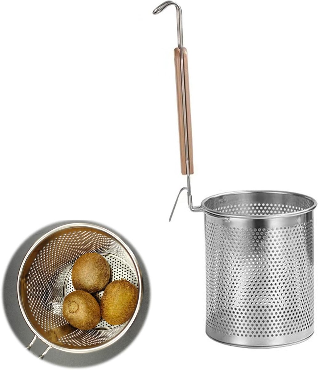 Pasta zeefmand in roestvrij staal voor het spoelen van pasta, 12 cm diameter.