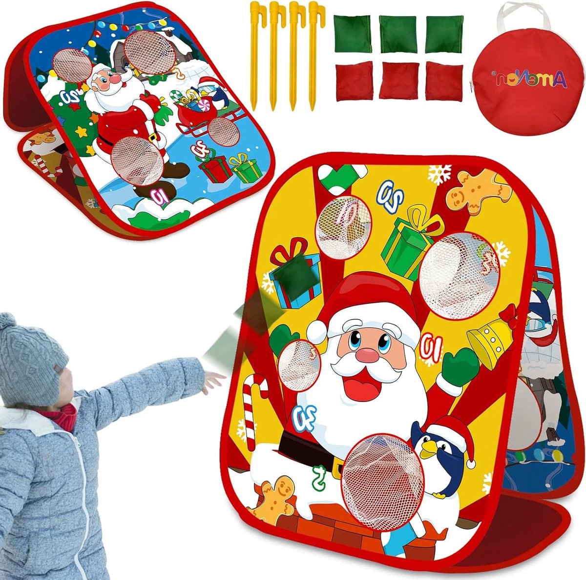 Feest Spelletjes - Ring Toss - Buiten Spelen - Dubbelzijdig Bord - 19 x 23 Inch - Kleurrijk