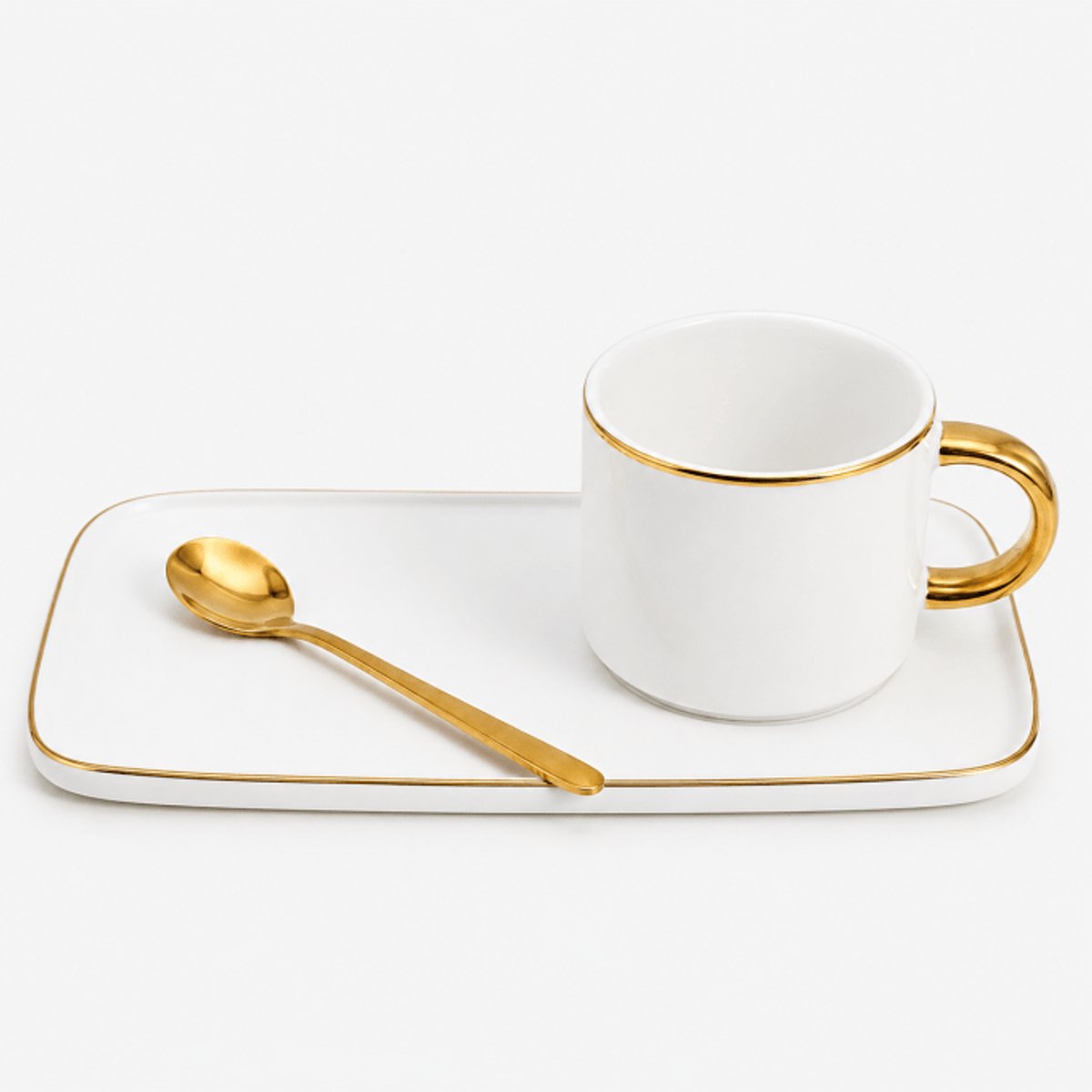 Kop & Schotel & Lepel Glam – Porselein – Wit / Goud- 200ML