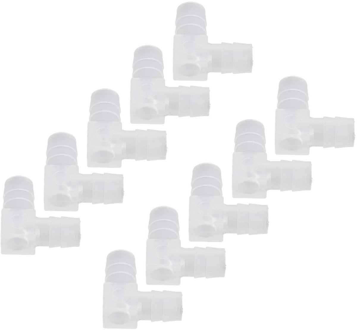 aladdien - 90 Graden Elleboogslangtule - Kunststof Fittingen - Duurzaam en Slijtvast - 10-pack - Geschikt voor Aquarium - 8 Mm Auto-accu-ontluchter