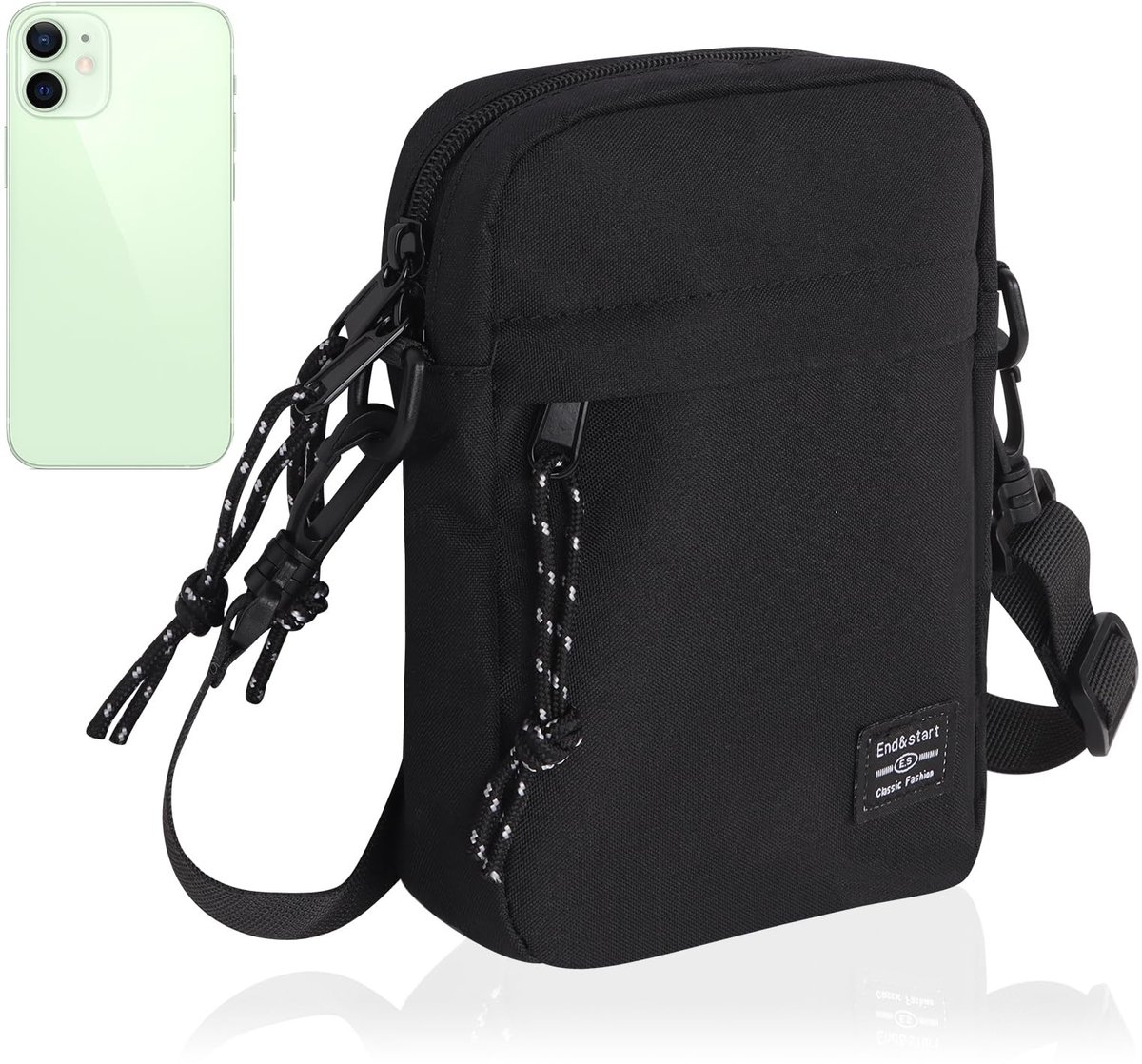 aladdien - Schoudertas - Crossbody Tas - Multi-pocket ontwerp - Zwart - Boodschappentas - Ideaal voor dagelijks leven en reizen - Compact formaat