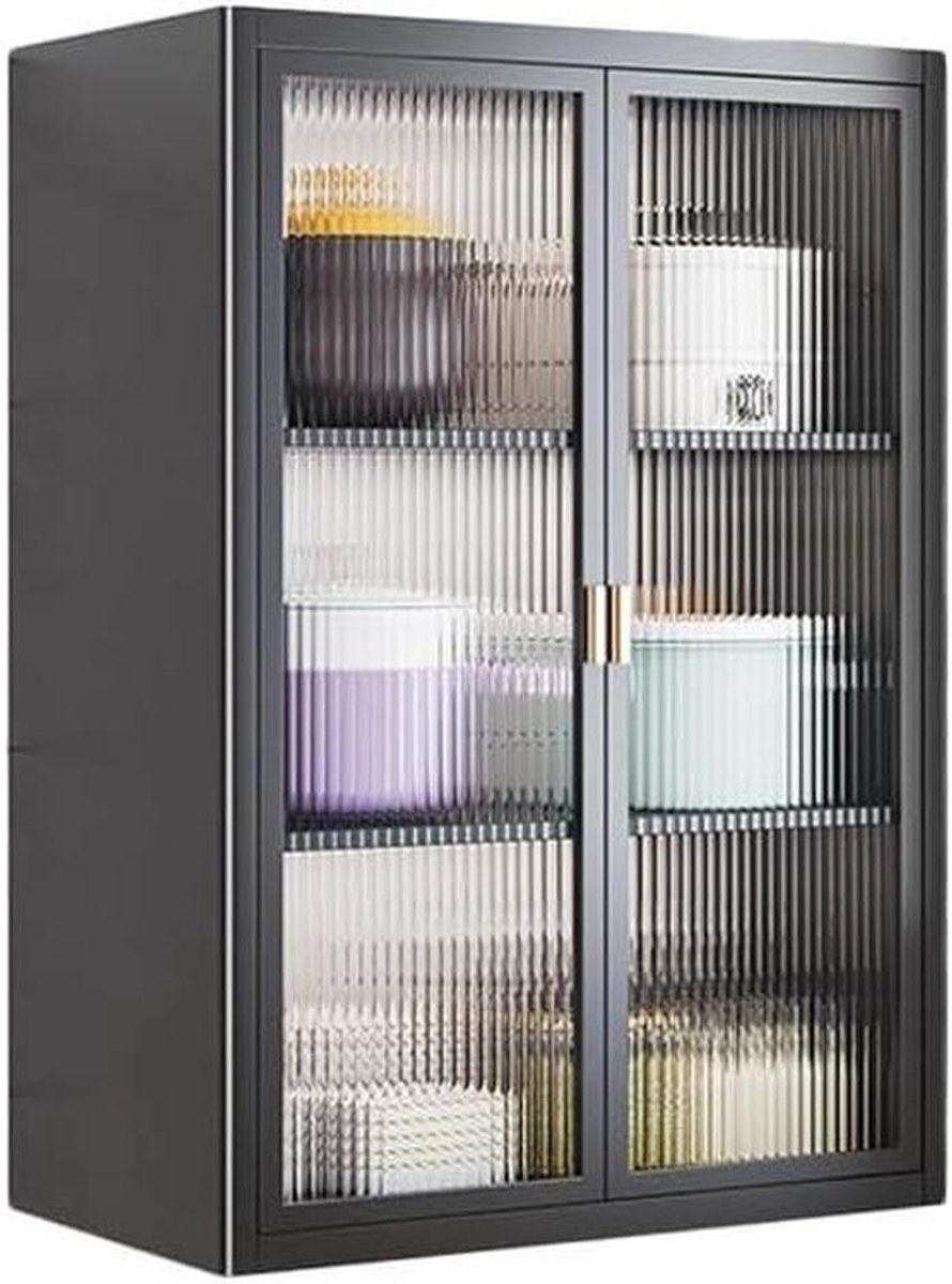 Wandkast - Opbergkast - Ruimte Organiseren - Verstelbare planken - 50x26x70CM - Zwart