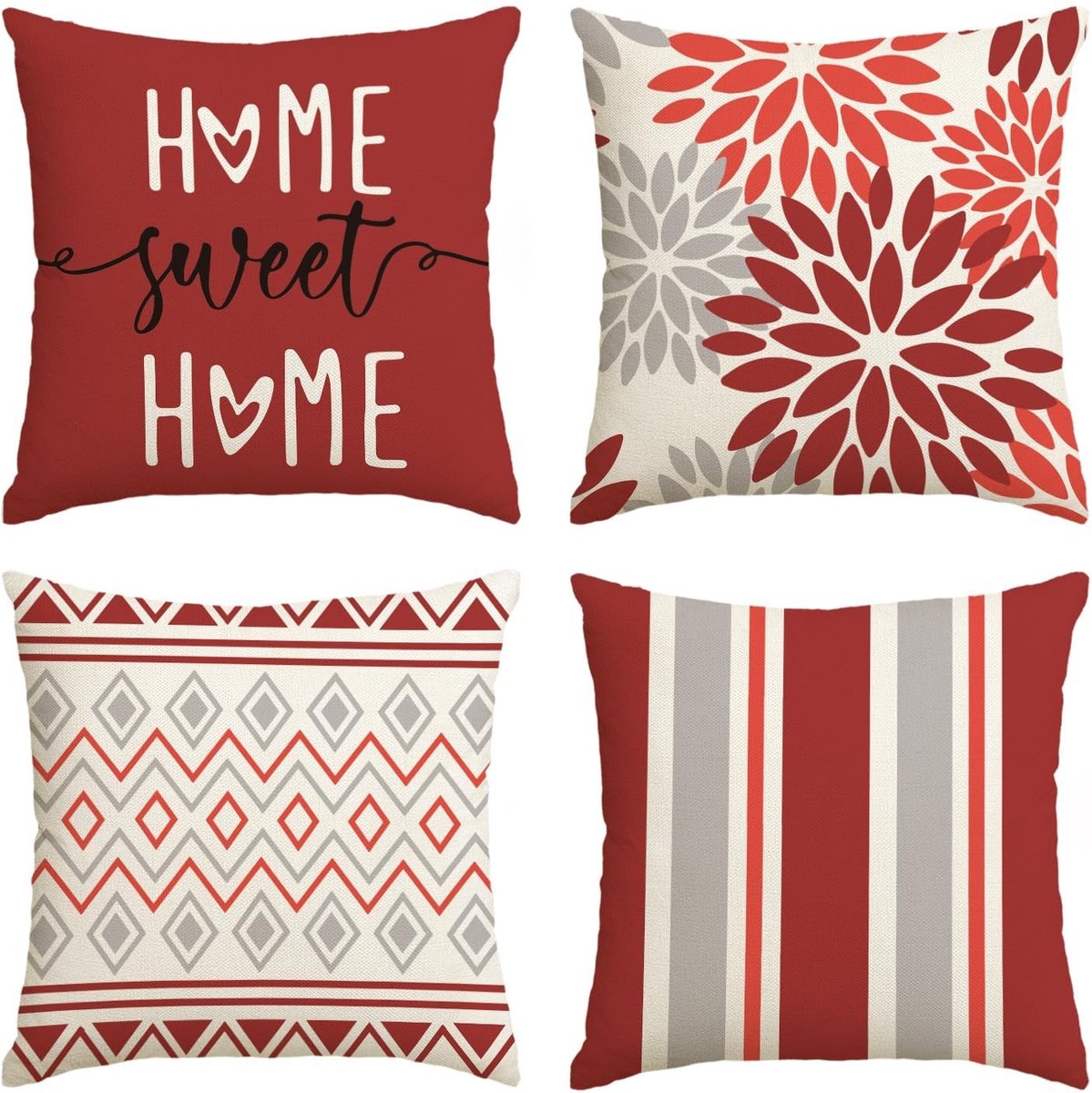 ONF3 - Kussenhoezen - Woondecoratie - 4-delige set - 45 x 45 cm - Sierkussensloop - Geometrisch patroon - Geschikt voor woonkamer, slaapkamer en...