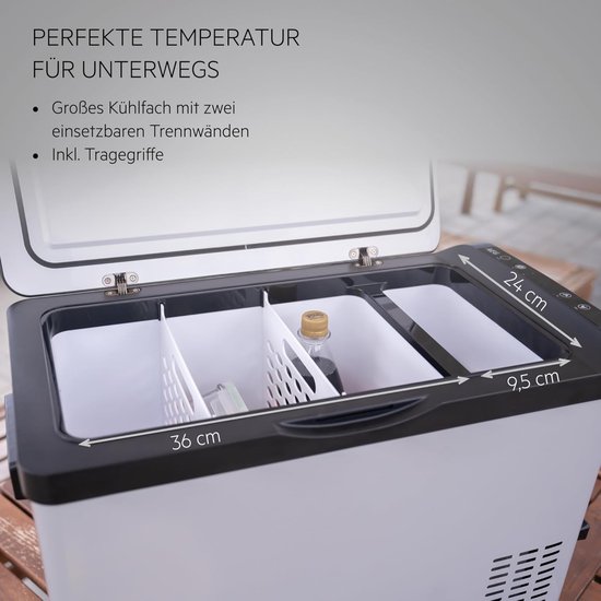 Compressor Koelbox - Mobiele Koeler - Dranken Koelen - Twee Temperatuurzones - 30 Liter - Grijs — afbeelding 4