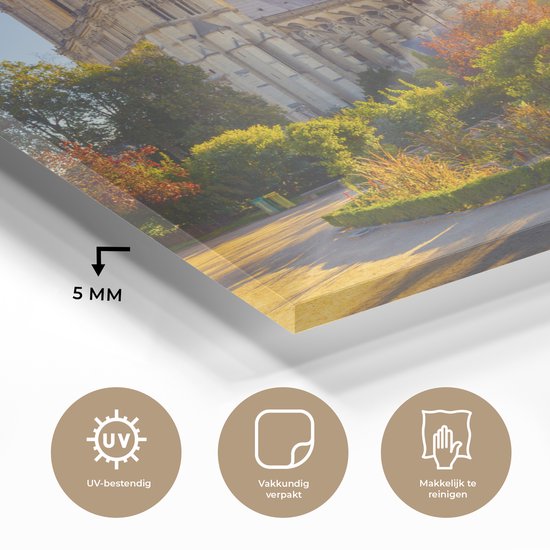 MuchoWow® Peinture sur verre 180x120 cm - Peinture sur verre - Paris - Notre Dame - Soleil - Photo sur verre acrylique - Peintures