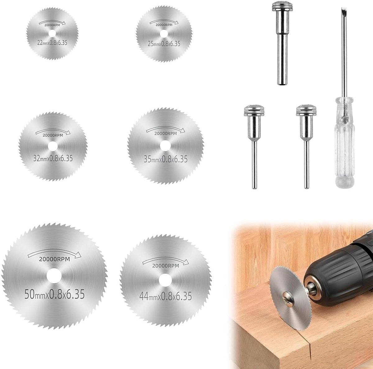 ONF3 - Cirkelzaagbladen - Set van 6 - Hoogwaardige - Geschikt voor hout, kunststof en metaal - Multifunctioneel - Voor Dremel en meer