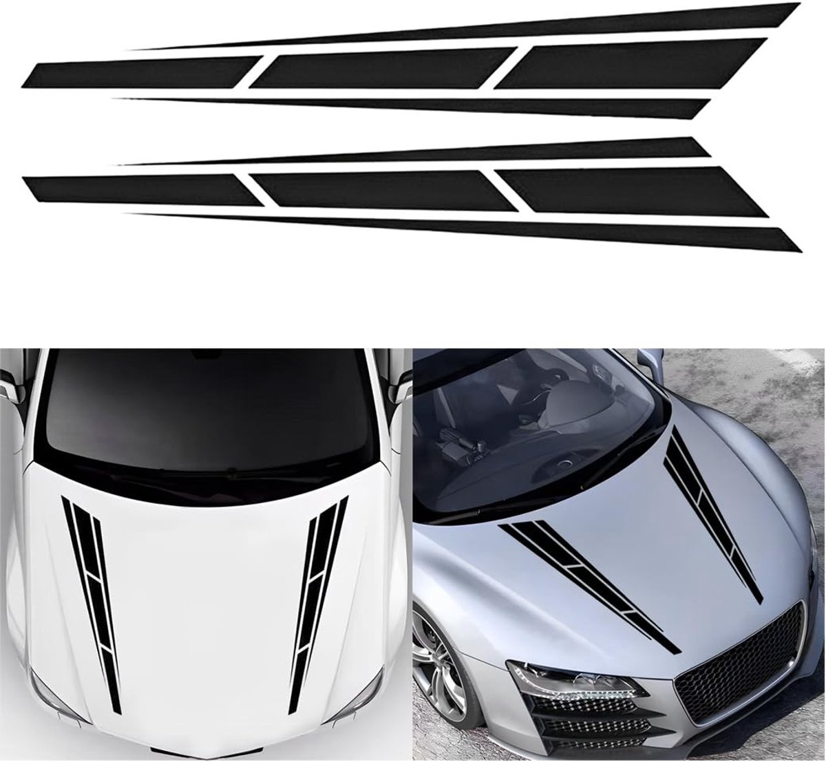 aladdien - Autokapstrepenstickers - Vinyl Bumperstickers - Waterdicht - Zwart - Decoratieve Strips - Geschikt voor Auto's en Terreinvoertuigen