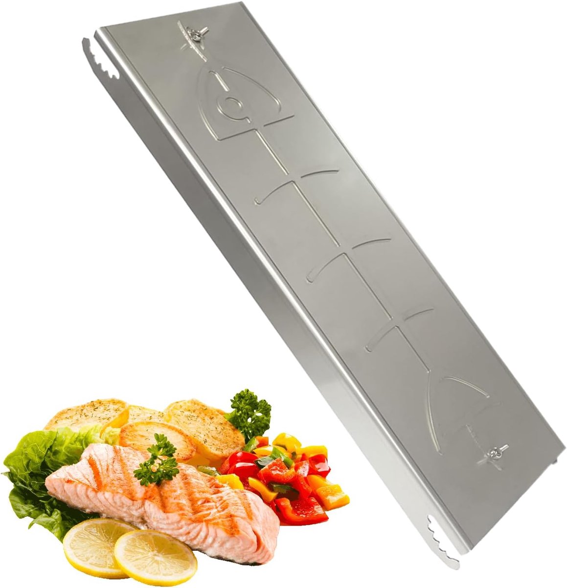 Vis Houder - Grill Plank - Zalm Grillen - Afneembaar Ontwerp - 54x14x4 cm