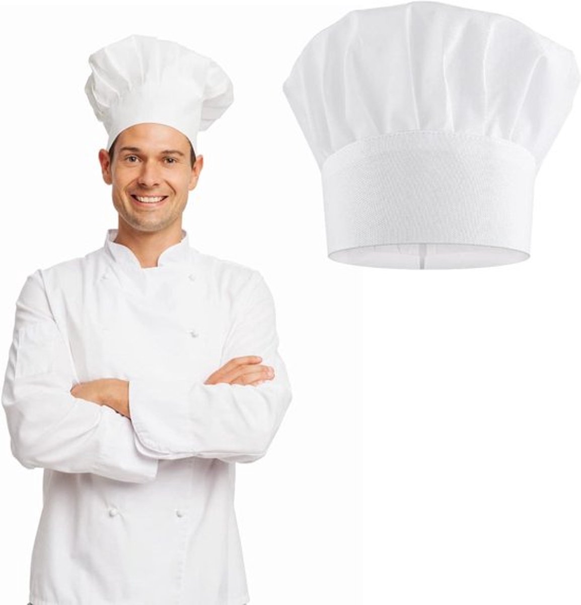 Verstelbare Keuken Chef Hoed voor Mannen en Vrouwen, Wit, Eén Maat - Koken, Baker, Volwassen.