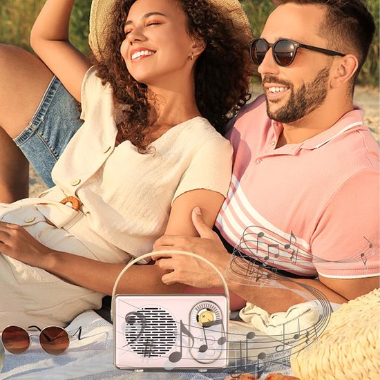 Oneay Retro Bluetooth-speaker - Vintage draagbare draadloze speaker met Bluetooth 5.0, ondersteuning voor TF-kaart, USB-stick en AUX-ingang - Paars van oneay — afbeelding 4