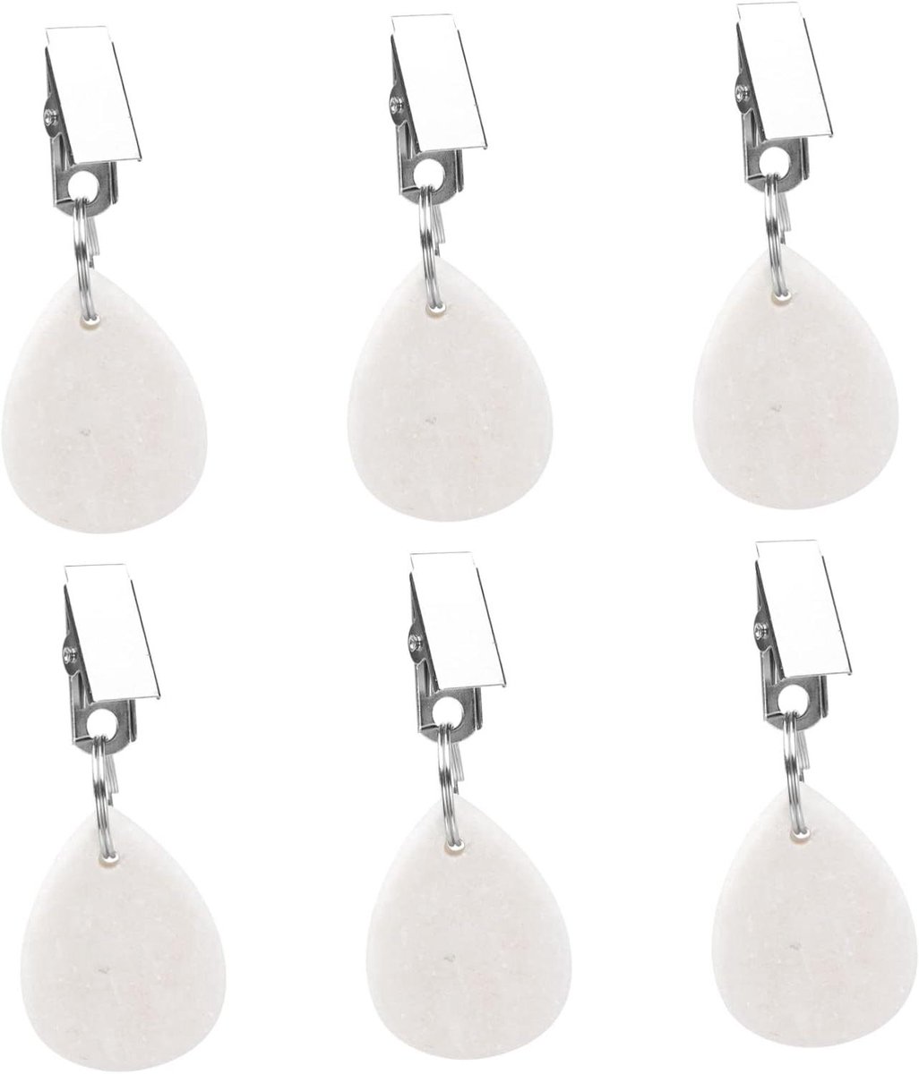 Tafelkleedgewichten Clips - Tafelklemmen - Buiten Diner - Marmer & RVS - 6 Stuks - Wit