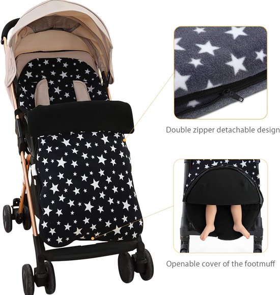 Universele Voetenzak - Baby Toes - Baby Warm Houden - Verstelbare Gordelgaten - 40 x 90 cm - Zwart van Universele — afbeelding 3