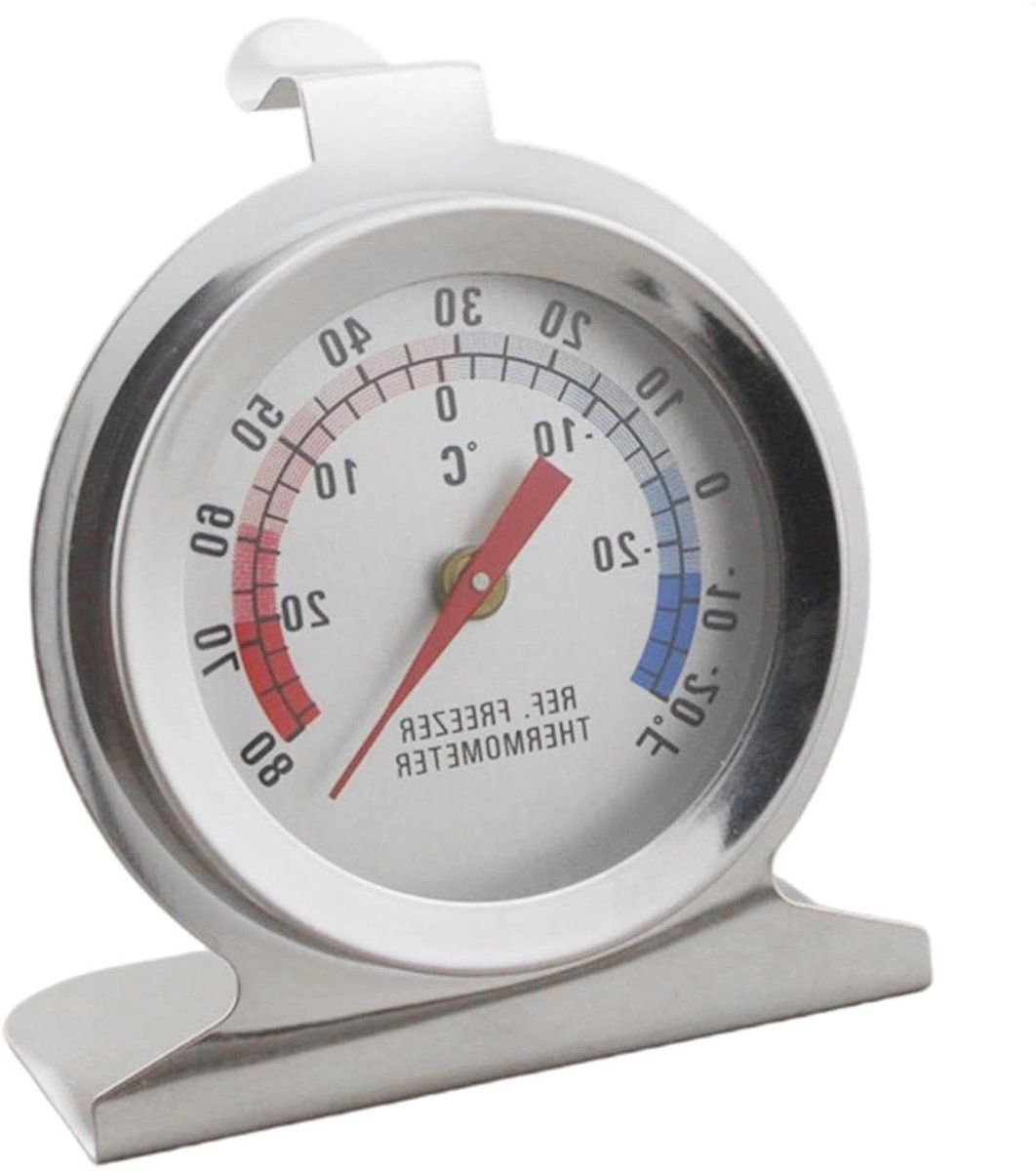 Koelkast Thermometer - Temperatuurmeter - Voedsel Bewaren - Analoge Meter - 72 cm - Zilver