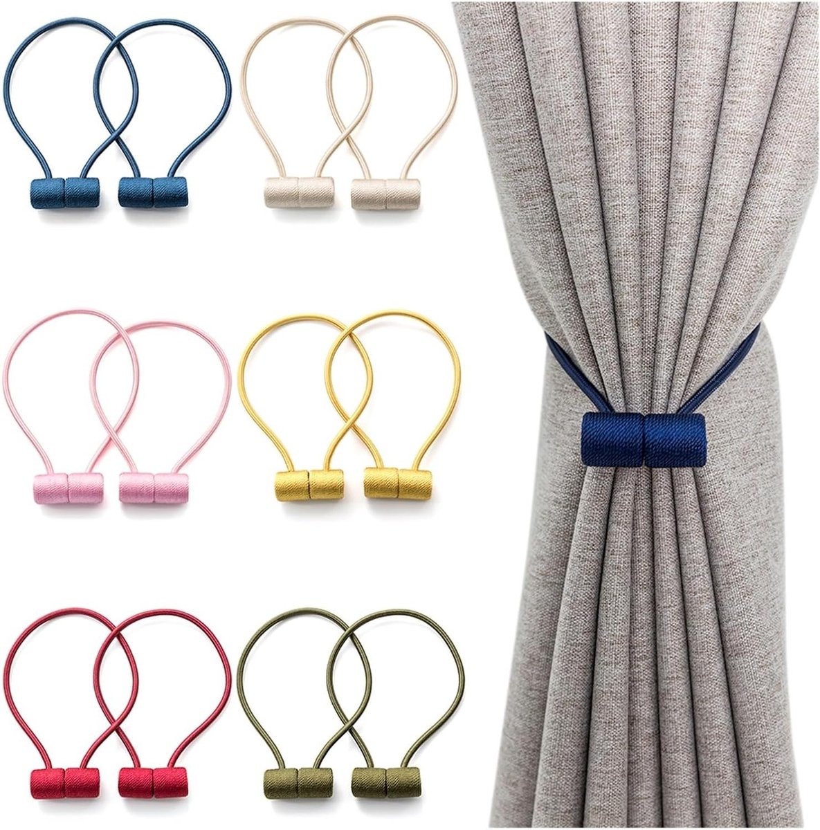 Gordijn Tiebacks - Gordijn Clips - Decoratie Thuis - Sterk Magnetisch - 40 cm - Blauw