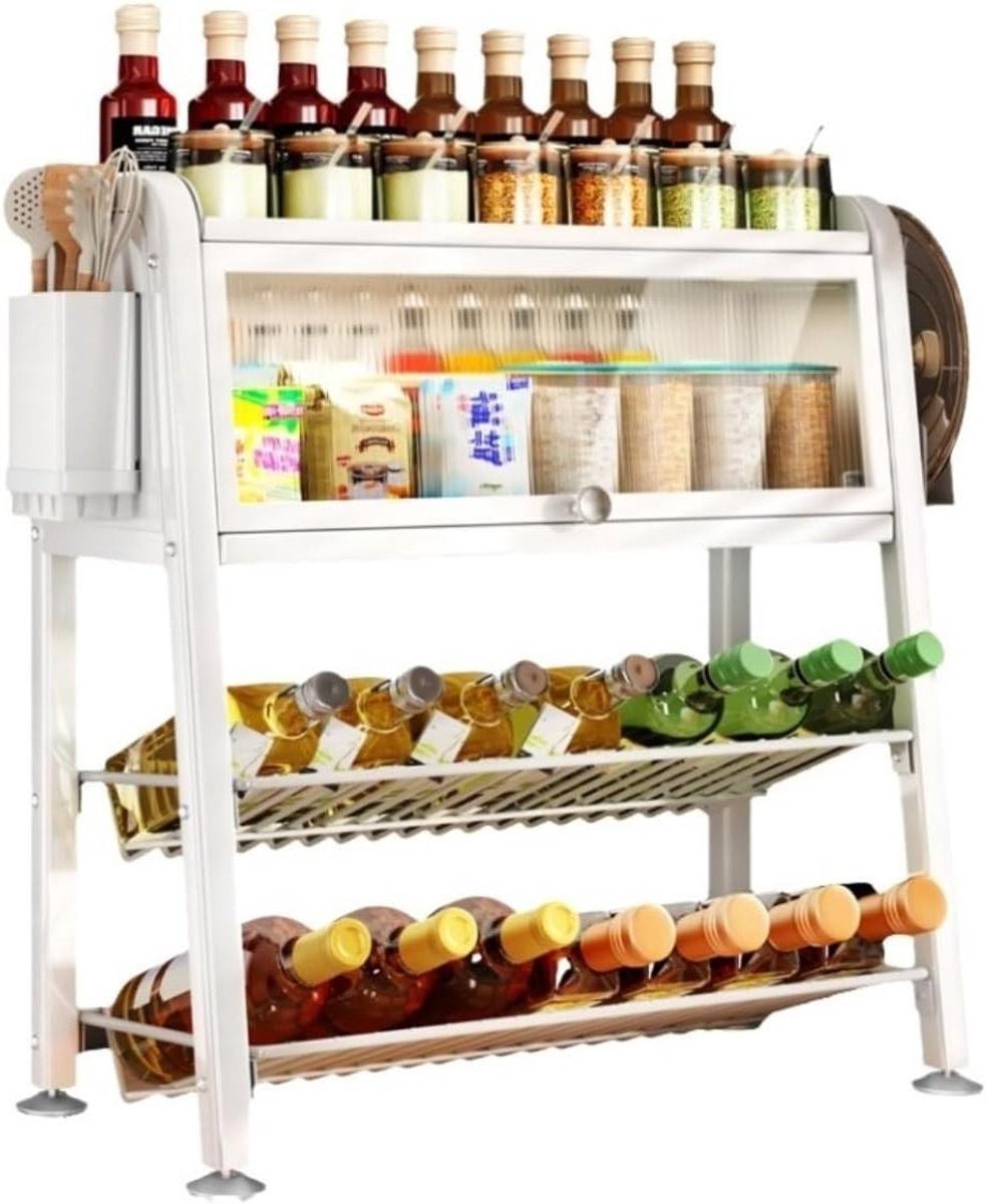 Kruidenrek - Keuken Organizer - Keuken Opbergen - 3 Laags Design - 45x26x56cm - Wit