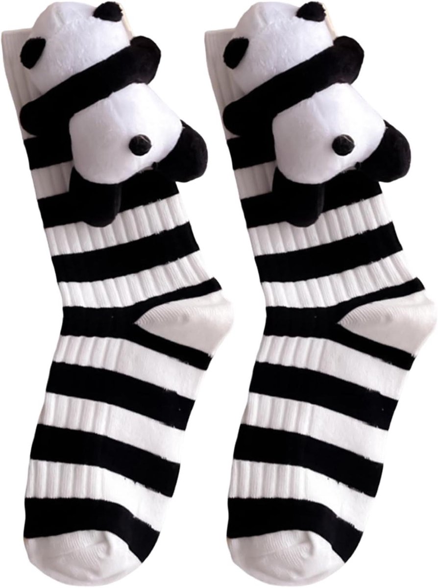 Dames sokken - Warme kousen - Huiskamer comfort - Antislip zool - One size - Wit zwart