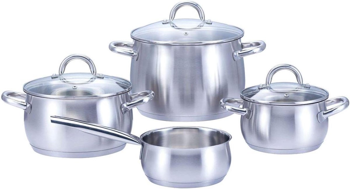 Kookpannenset - Pannen set - Gezond Koken - Thermo-sandwichbodem - 7-delig - Zilver