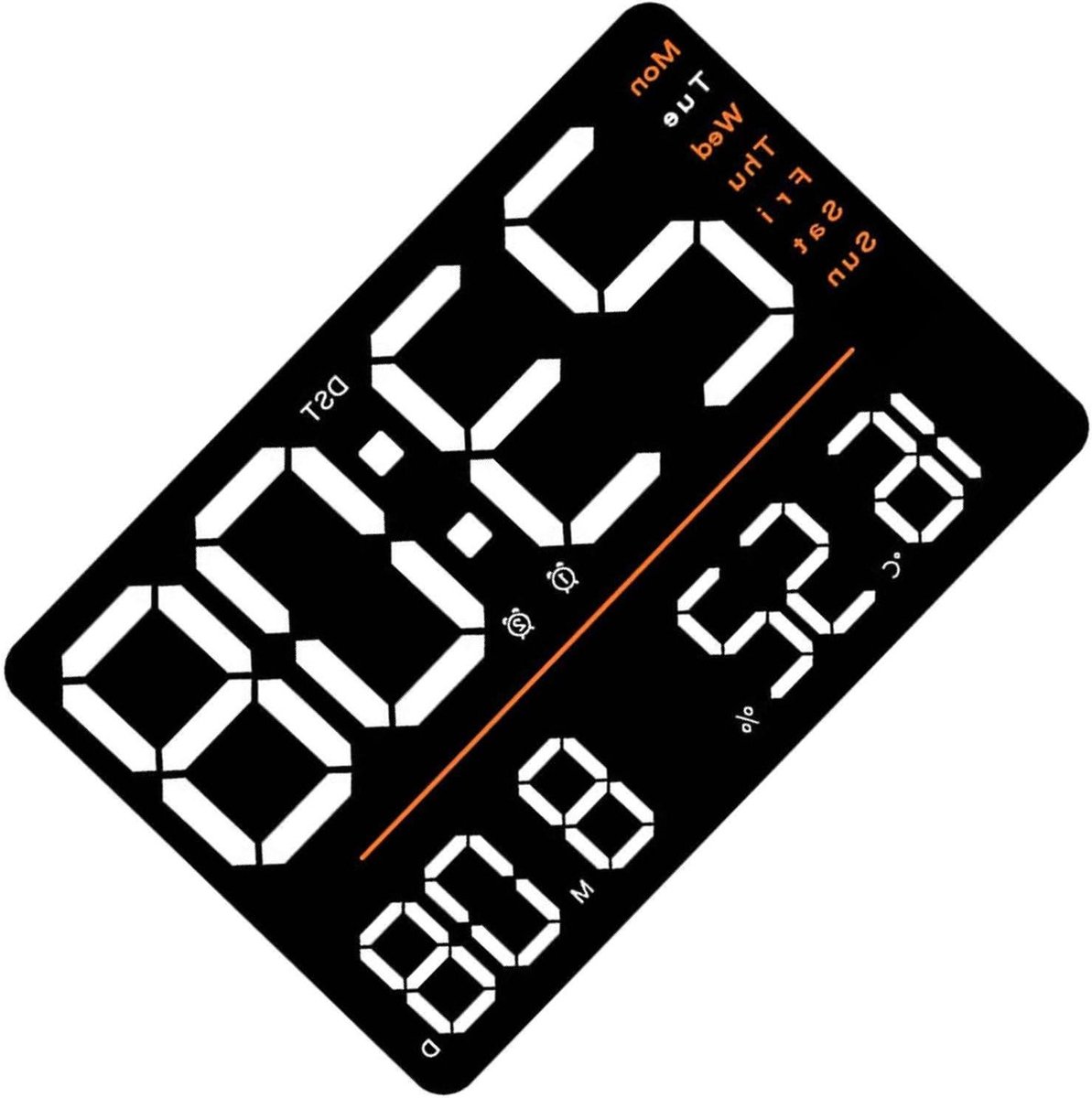 Digitale Wandklok - Groot Display - Tijd Weergeven - Multifunctioneel - 33 cm - Zwart